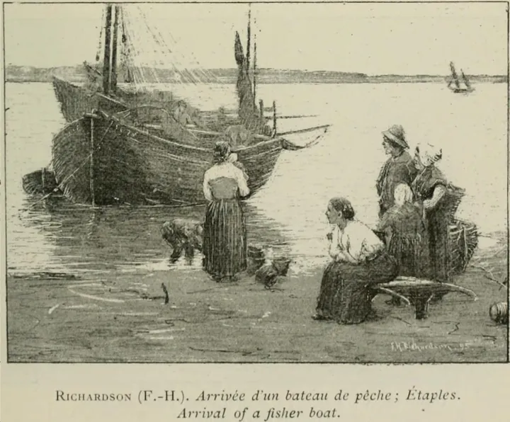Catalogue illustration of Arrival of a Fishing Boat, Étaples