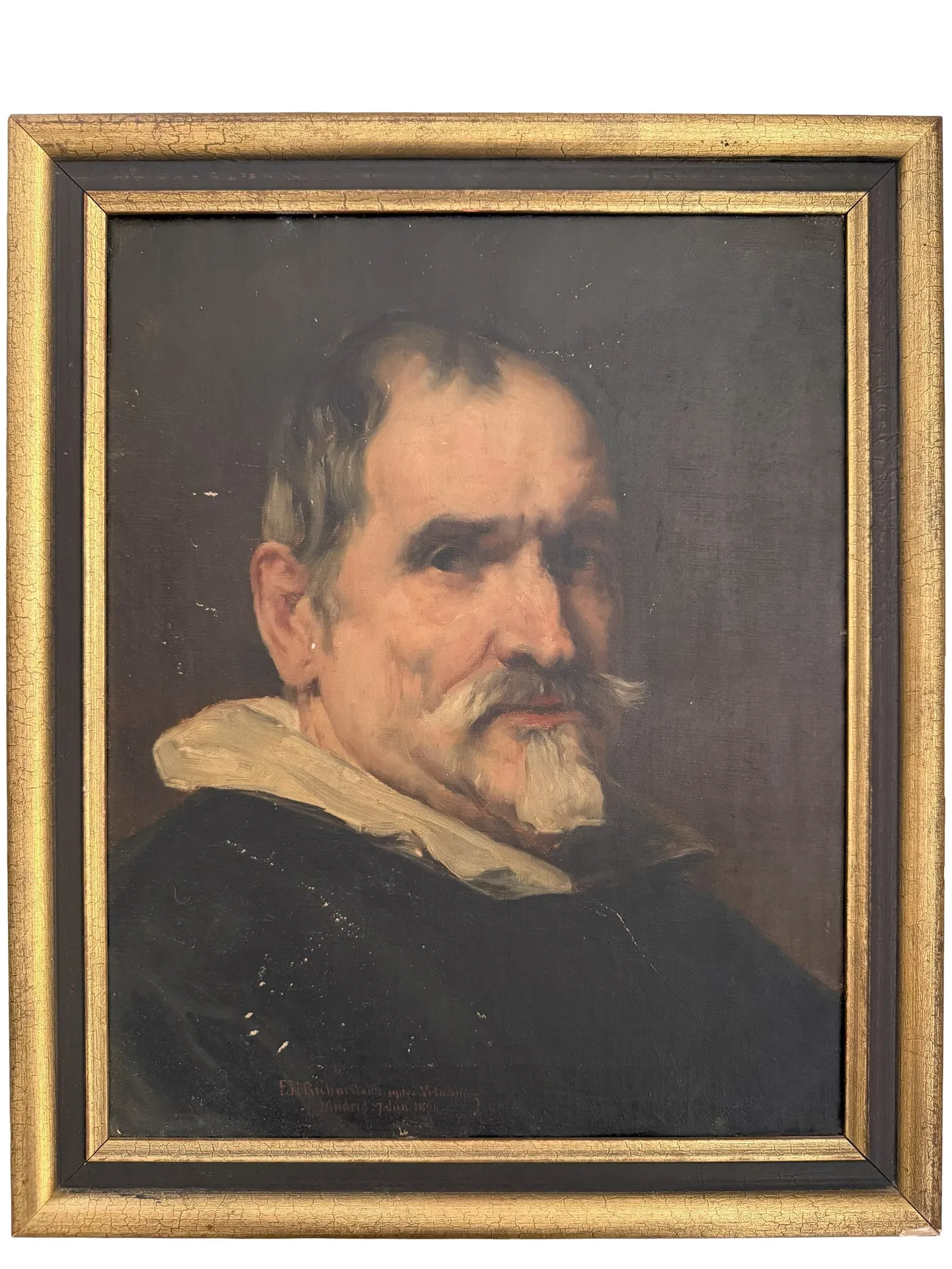 Copy after Velázquez: an older man with a white moustache and white collar