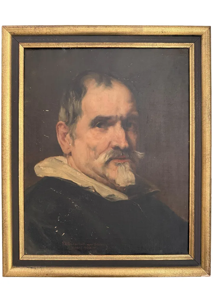 Copy after Velázquez: an older man with a white moustache and white collar