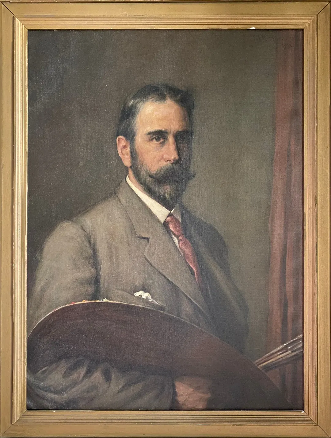 Self-portrait of Francis Henry Richardson holding his palette